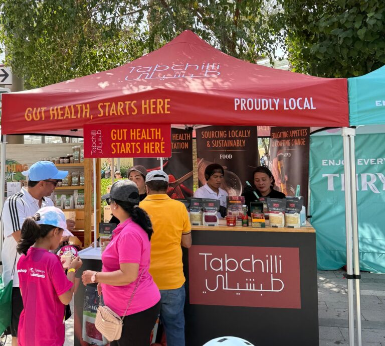 Tabchilli sauerkraut and kimchi stall at gut health event in Dubai.